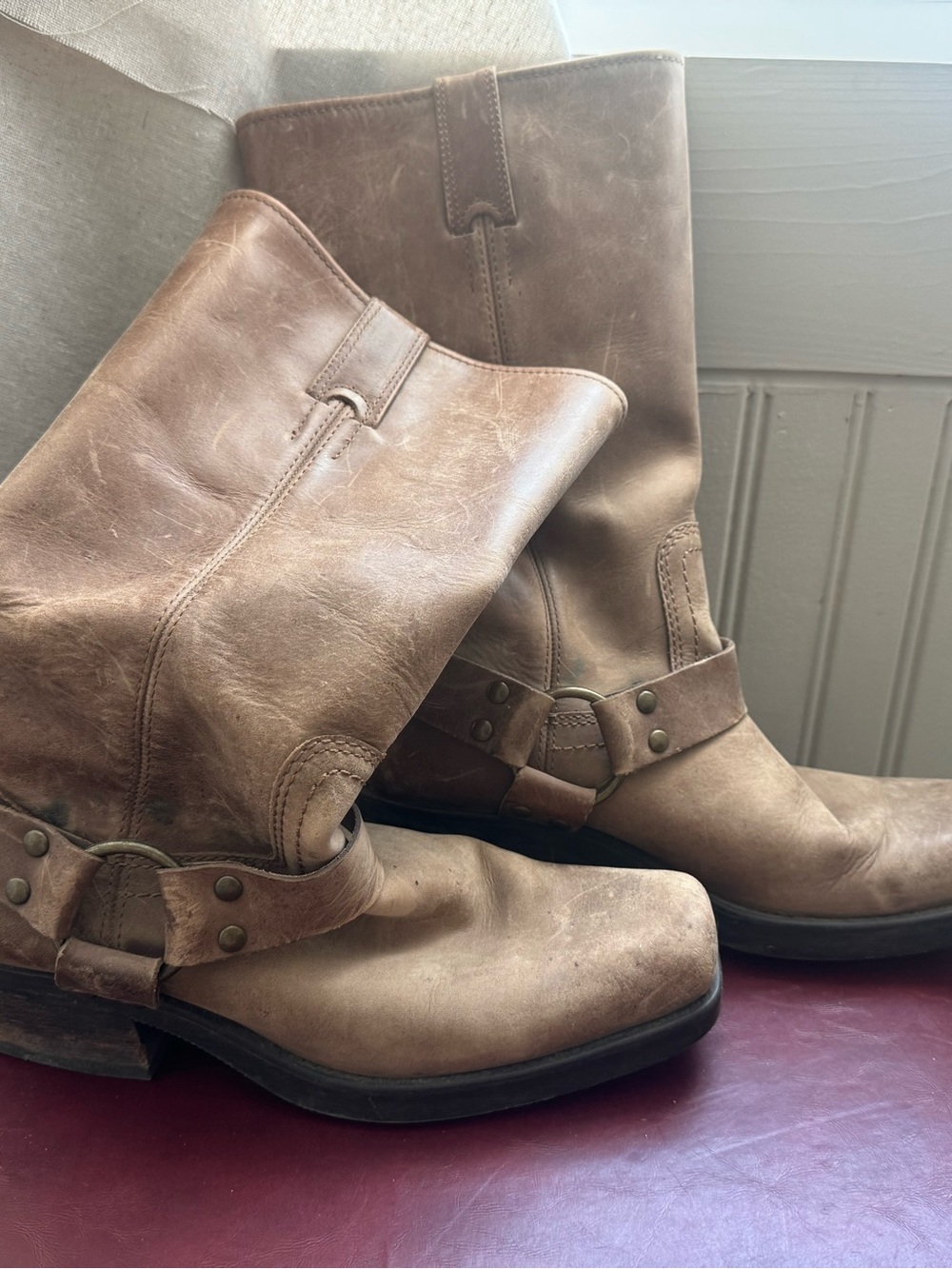 Tan Leather Harness Western Boots - Picture 2 of 2